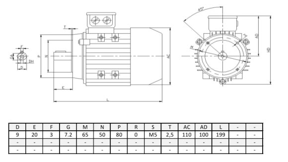 Silnik elektryczny trójfazowy  0,09kW 2750 obr/min  B14 56A-2