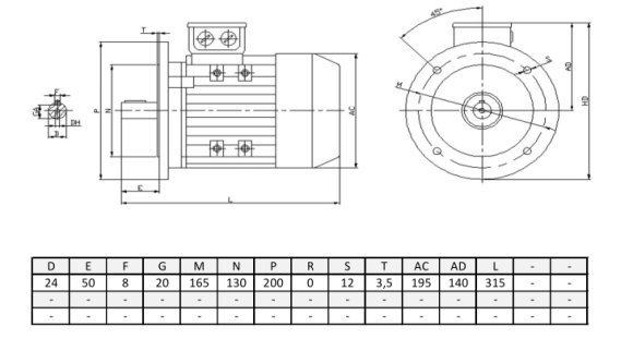 Silnik elektryczny trójfazowy  1,5kW 2840 obr/min  B5 90S-2 