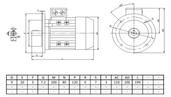 Silnik elektryczny trójfazowy  0,09kW 1325 obr/min  B5 56B-4