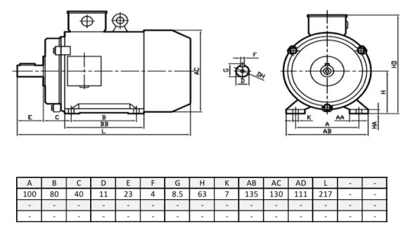 Silnik elektryczny trójfazowy  0,12kW 1310 obr/min  B3 63A-4