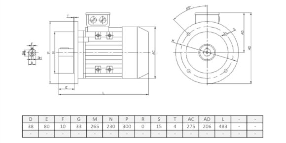 Silnik elektryczny trójfazowy  5,5kW 1440 obr/min  B5 132S-4
