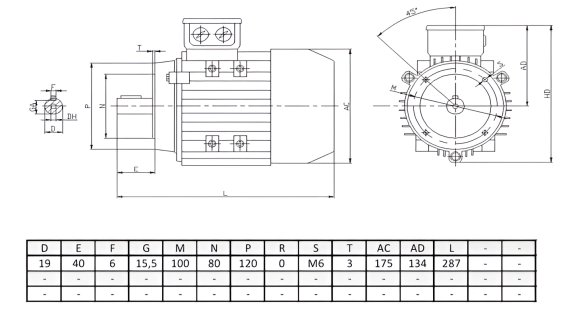 Silnik elektryczny trójfazowy  1,1kW 2840 obr/min  B14 80B-2  Y3-80B2 MOLL MOTOR