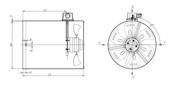 OBCE CHŁODZENIE SILNIKA ELEKTRYCZNEGO G-90B Ø173mm h=188mm 230V 