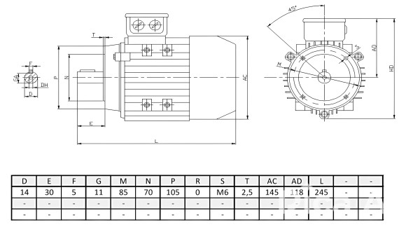 Silnik elektryczny trójfazowy 0,25kW 850 obr/min B14 71B-6
