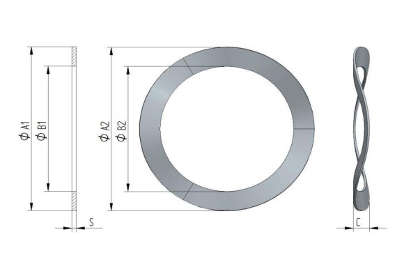 Podkładka falista WM6324 pod łożyska: 6324 (259,5x234,0x20,0x2,0mm) 3 fale