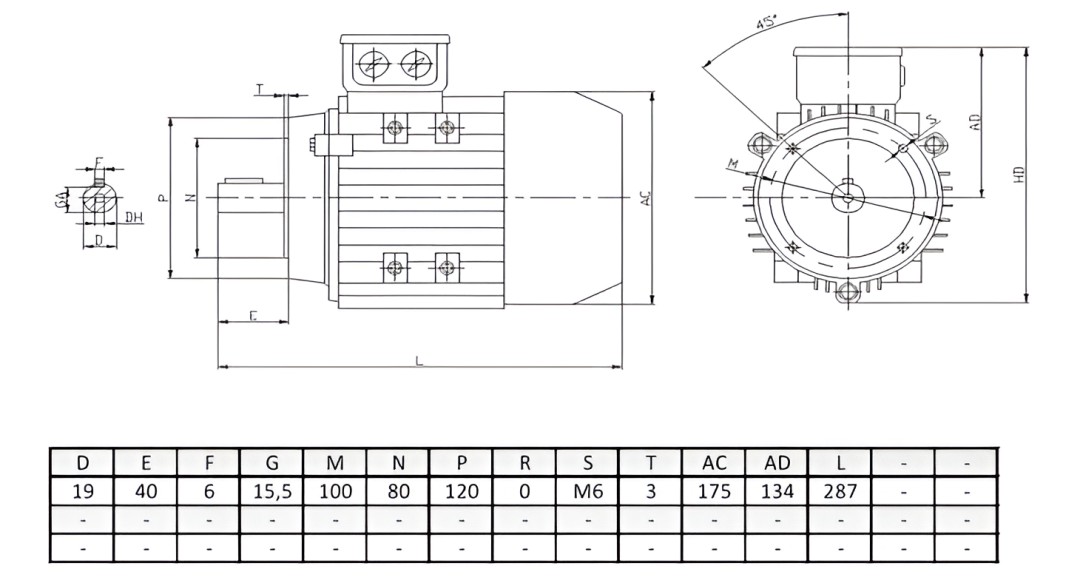 Silnik elektryczny trójfazowy  0,37kW 885 obr/min  B14 Y3-80A6
