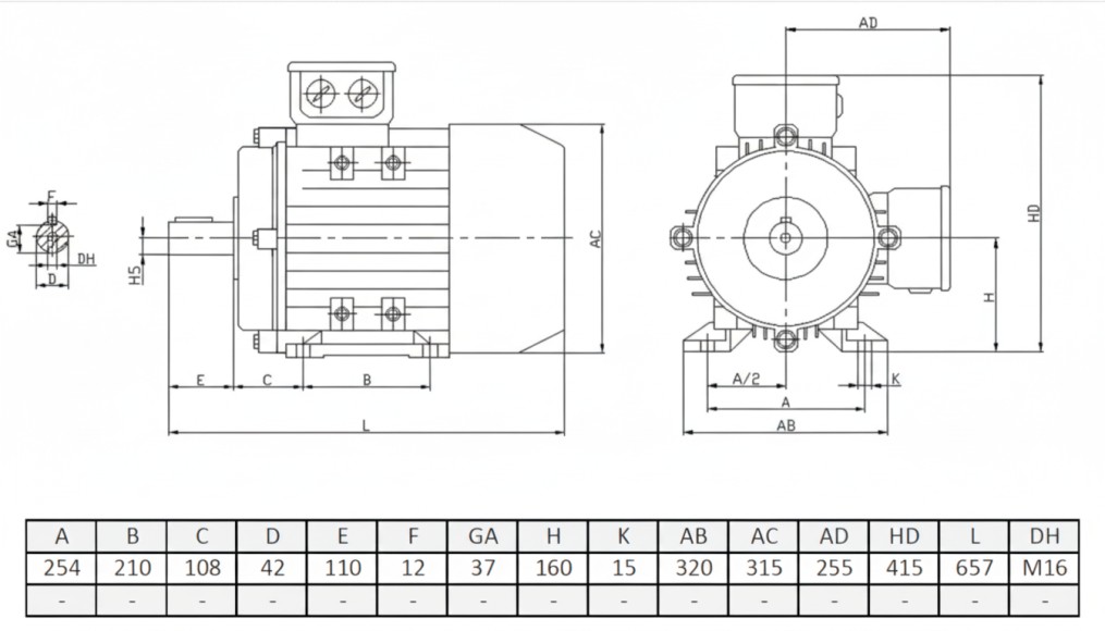 Silnik elektryczny trójfazowy  11kW 1470 obr/min  Y2PE-160M4 B3 IE3
