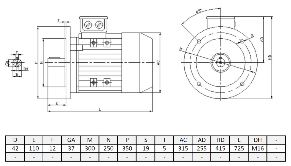 Silnik elektryczny trójfazowy  15kW 1470 obr/min  Y2PE-160L4 B5 IE3