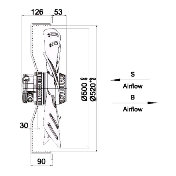 Wentylator przemysłowy osiowy YWF4E-500S-P137/35G 230V  - ssący