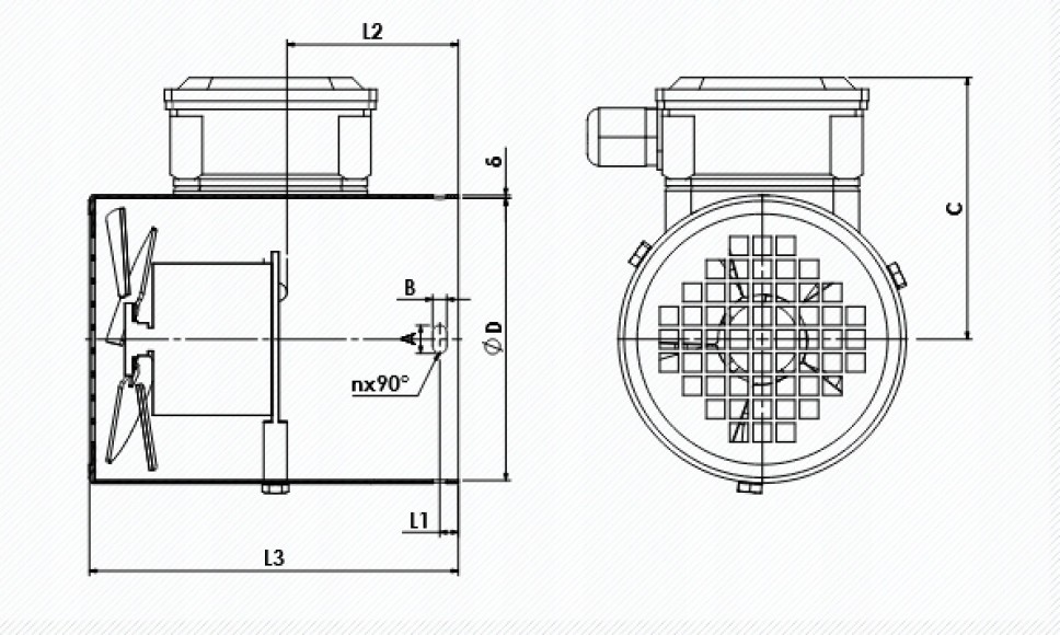 OBCE CHŁODZENIE SILNIKA ELEKTRYCZNEGO G-100D Ø196 mm 230V INTEC (2)