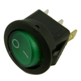 Przełącznik klawiszowy okrągły podświetlany 3pin2poz 6,5A/250V zielony