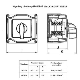 ŁĄCZNIK KRZYWKOWY ŁK 40A 01 IP44 3 faz. (8414200) POLAMNAKŁO