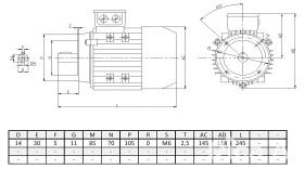 Silnik elektryczny trójfazowy  0,37kW 860 obr/min  B14 Y371C6