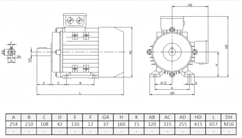Silnik elektryczny trójfazowy  11kW 1470 obr/min  Y2PE160M4 B3 IE3