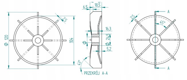 Przewietrznik P17  17/120 h=25mm