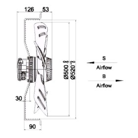 Wentylator przemysłowy osiowy YWF4E500BP137/35G 230V   tłoczący