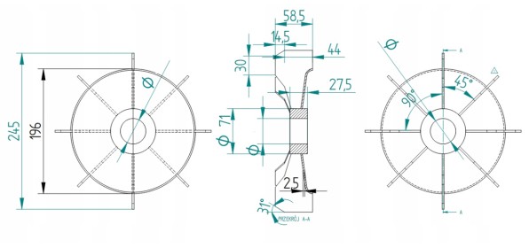 Obrazek 2 dla: Przewietrznik 52/245 h=65mm