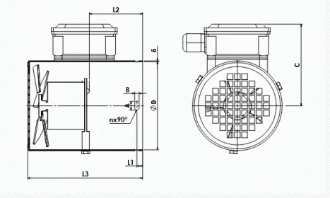 Obrazek 2 dla: OBCE CHŁODZENIE SILNIKA ELEKTRYCZNEGO G100D Ø196 mm 230V INTEC