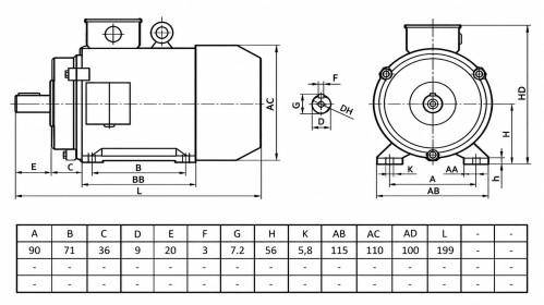 Obrazek 2 dla: Silnik elektryczny trójfazowy  0,09kW 1325 obr/min B3 Y356B4
